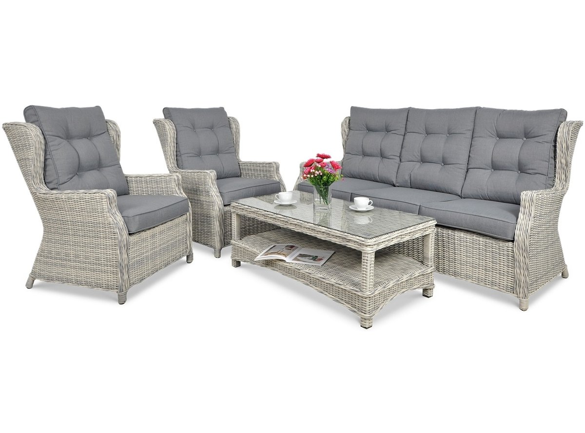 Zestaw mebli ogrodowych FOCUS GARDEN Trivento III White Grey, jasnoszary, 4-elementowy