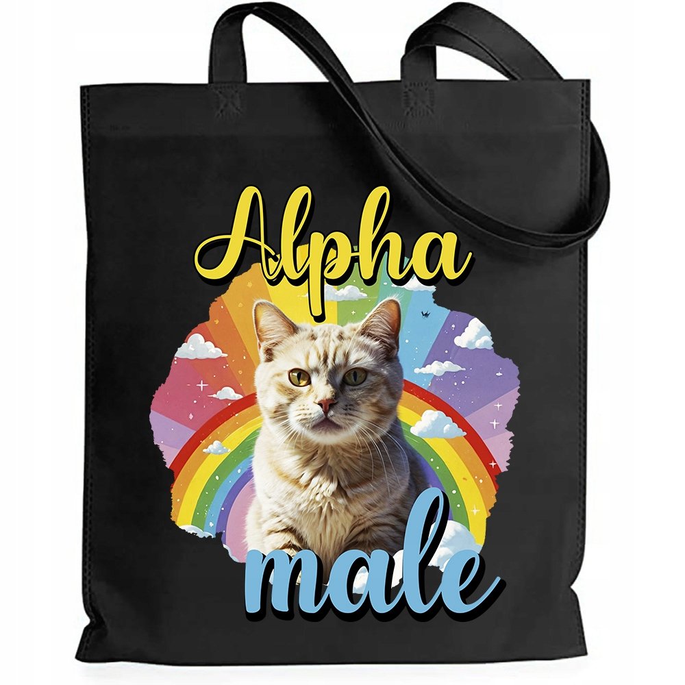 TORBA CZARNA SHOPER ŚMIESZNY PREZENT DLA CHŁOPAKA MĘŻA ALFA MALE MIX WZORY
