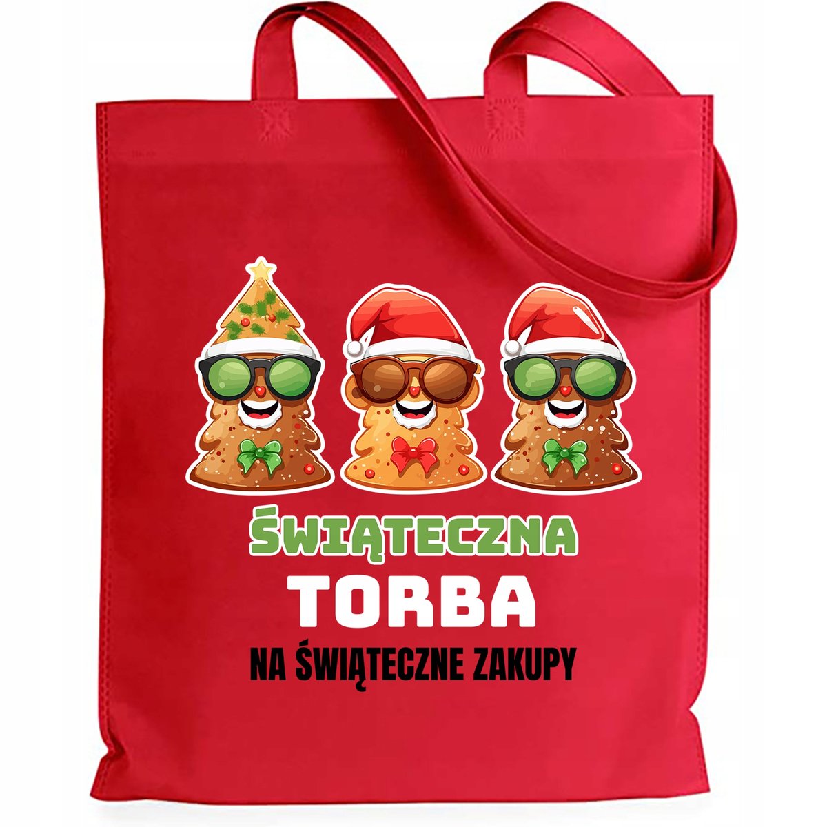 TORBA SHOPER PREZENT CZERWONA ŚWIĄTECZNA TORBA NA ŚWIĄTECZNE ZAKUPY WZORY