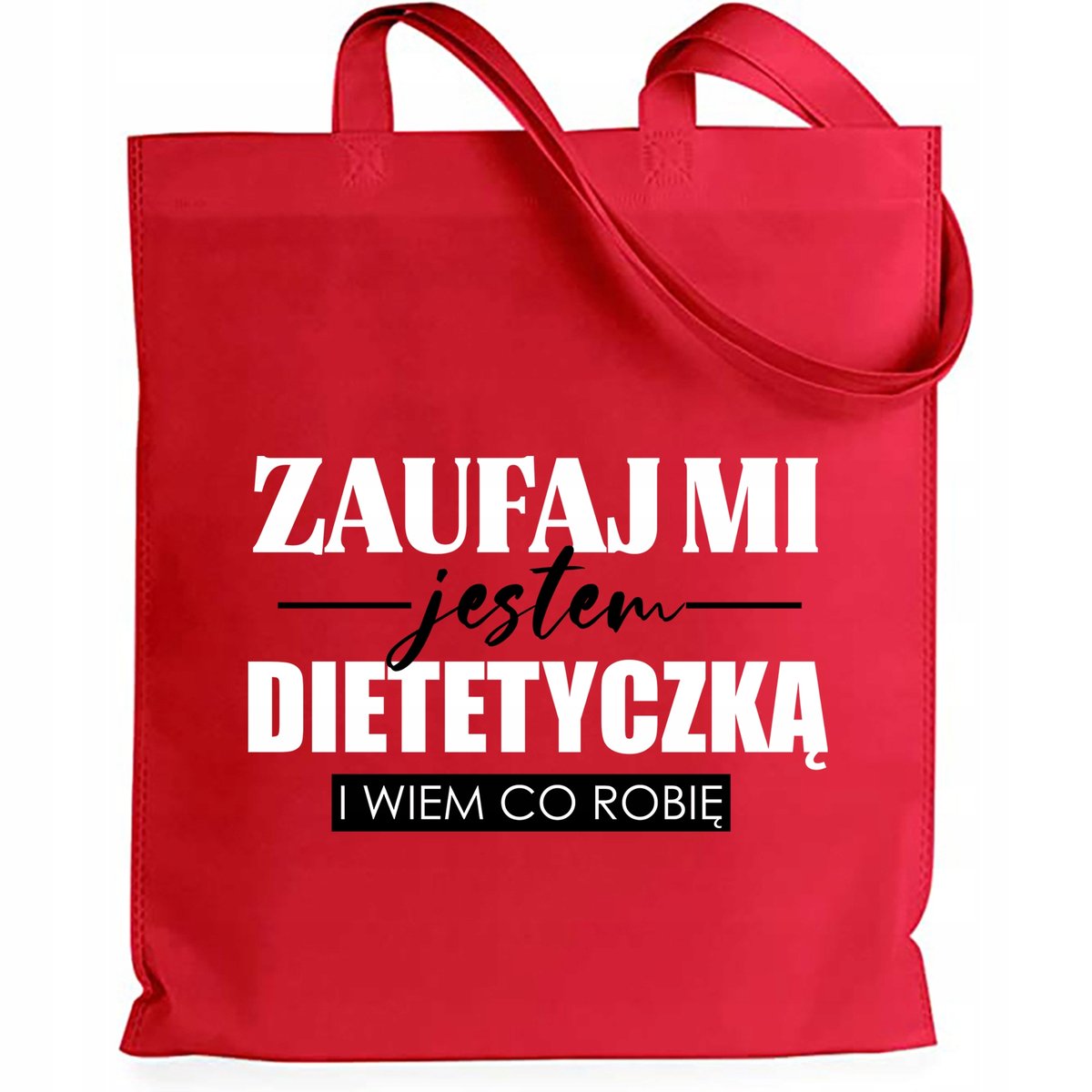 TORBA CZERWONA SHOPERNA ZAKUPY DLA DIETETYCZKI WZ