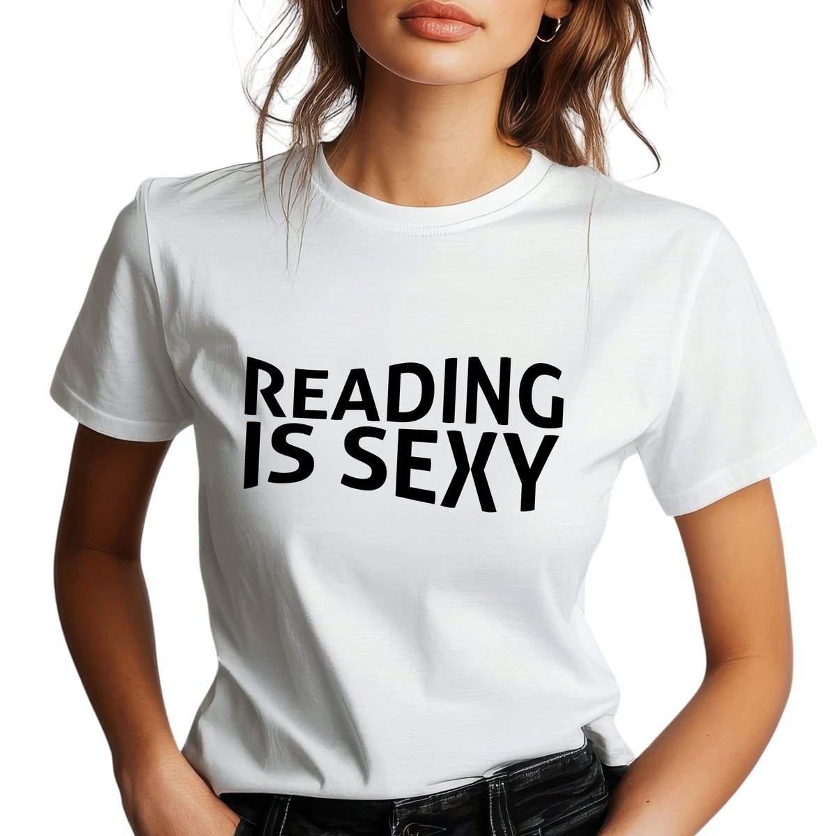 TSHIRT DAMSKI BIAŁY Wysoka Jakość READING IS SEXY Na Prezent Rozmiar L Wz