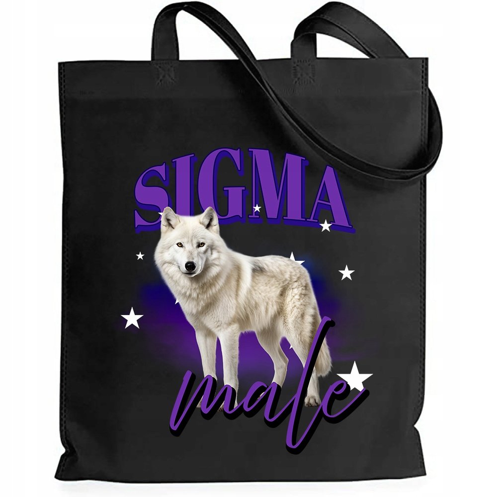 TORBA CZARNA SHOPER ZABAWNY PREZENT DLA CHŁOPAKA MĘŻA SIGMA MALE MIX WZORY