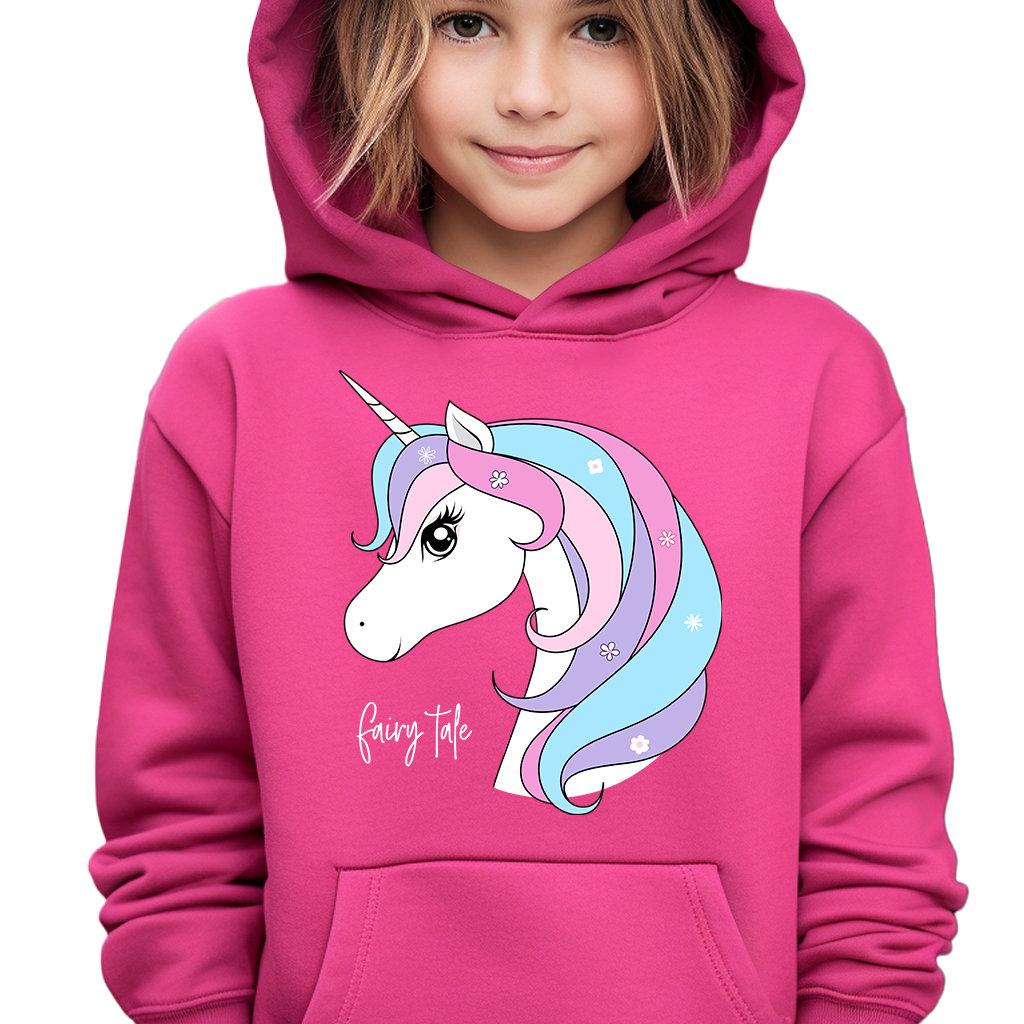 Bluza Dziecięca z Kapturem 116 cm Malinowa Jedorożec Bajkowe Wiele Wzorów