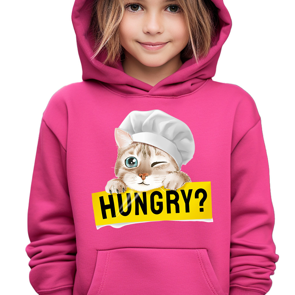 Bluza Dziecięca z Kapturem 116 cm Malinowa Kot Głodomór Kitty Wiele Wzorów