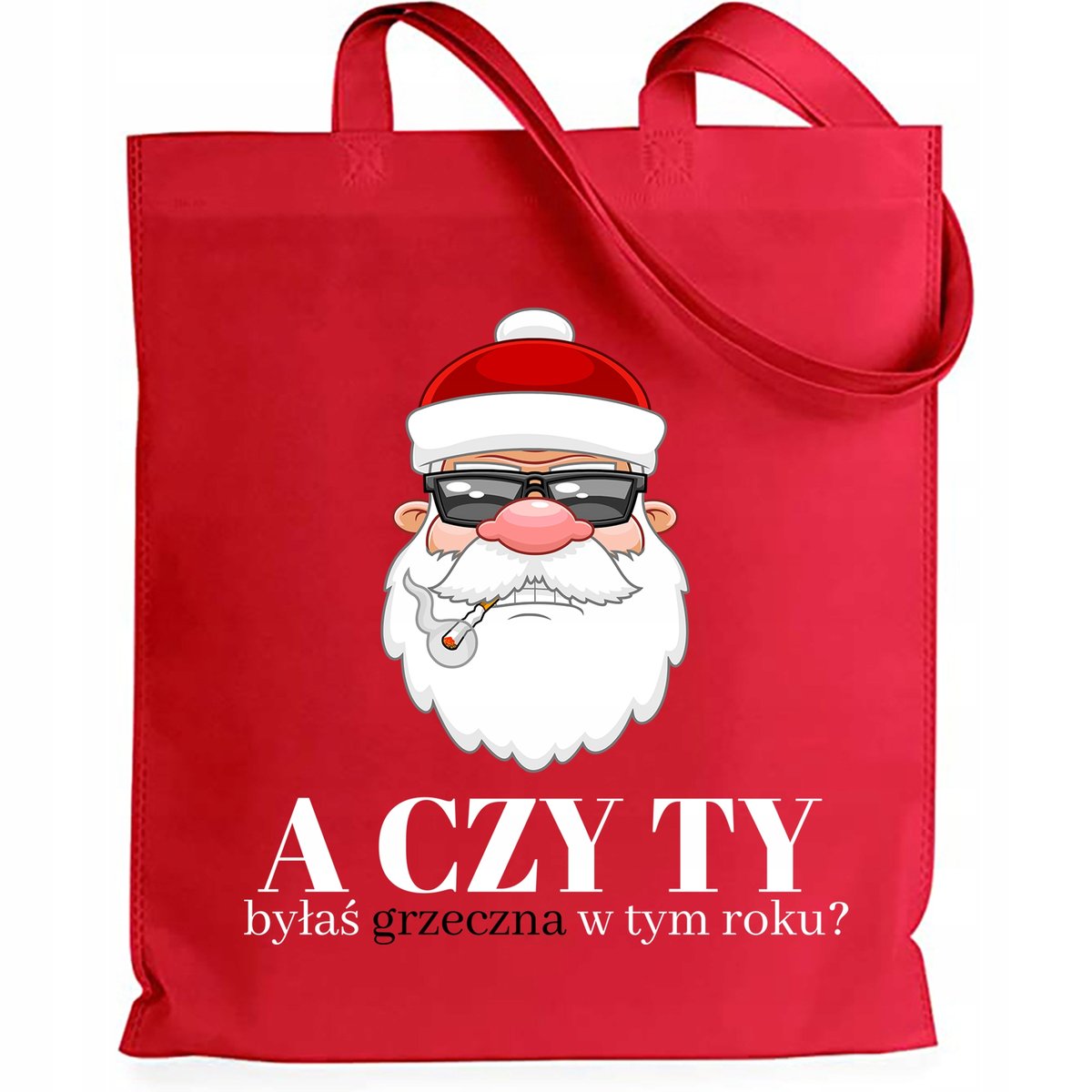 TORBA EKO SHOPER ŚWIĄTECZNY PREZENT CZERWONA A CZY TY BYŁAŚ GRZECZNA WZORY