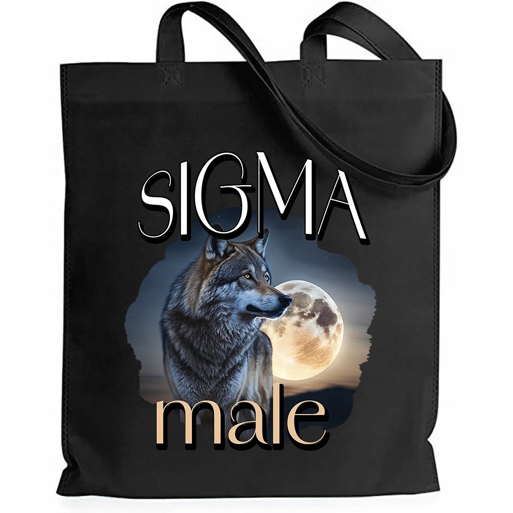 TORBA CZARNA SHOPER ŚMIESZNY PREZENT DLA CHŁOPAKA MĘŻA SIGMA MALE MIX WZORY
