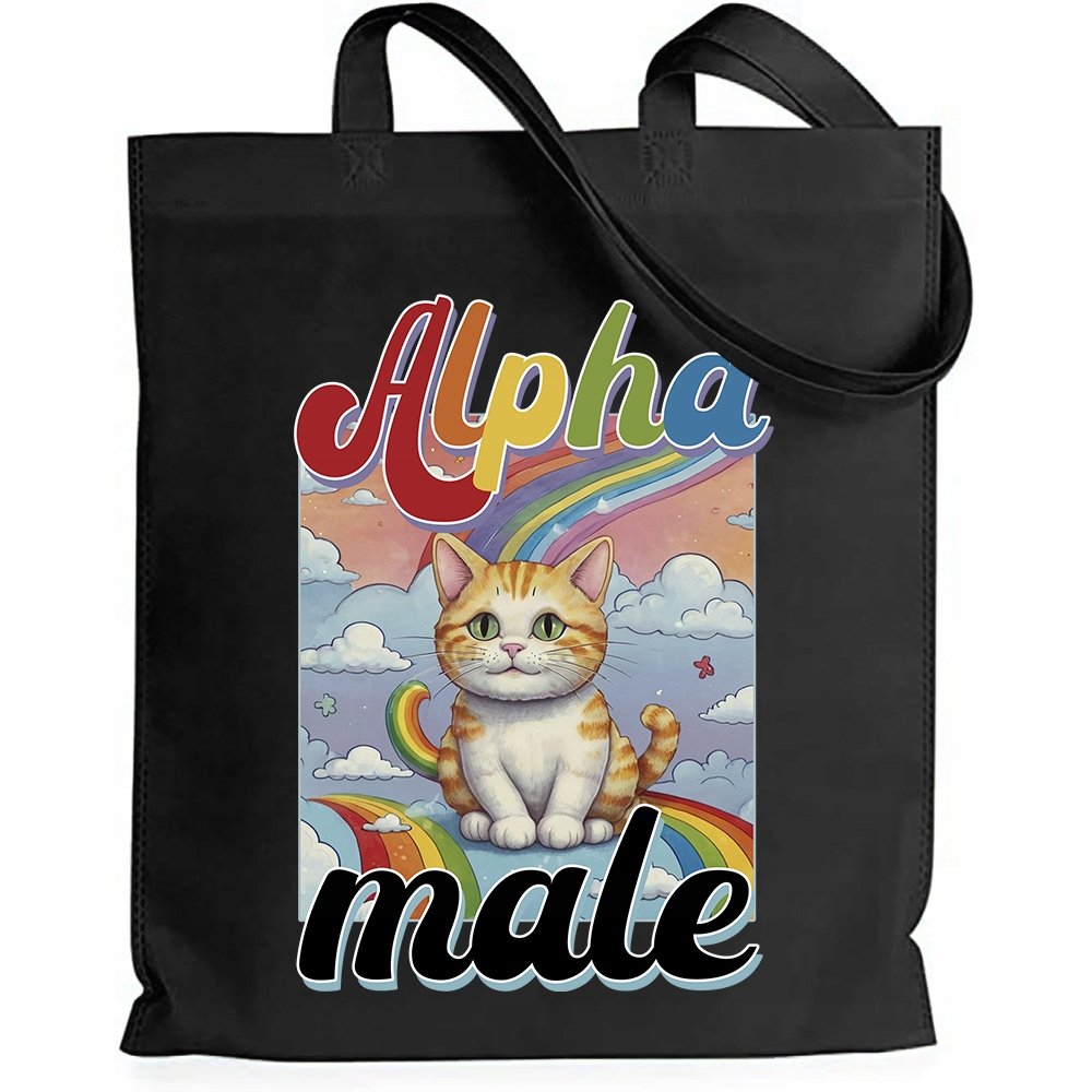 TORBA CZARNA SHOPER ZABAWNY PREZENT DLA CHŁOPAKA MĘŻA ALFA MALE MIX WZORY