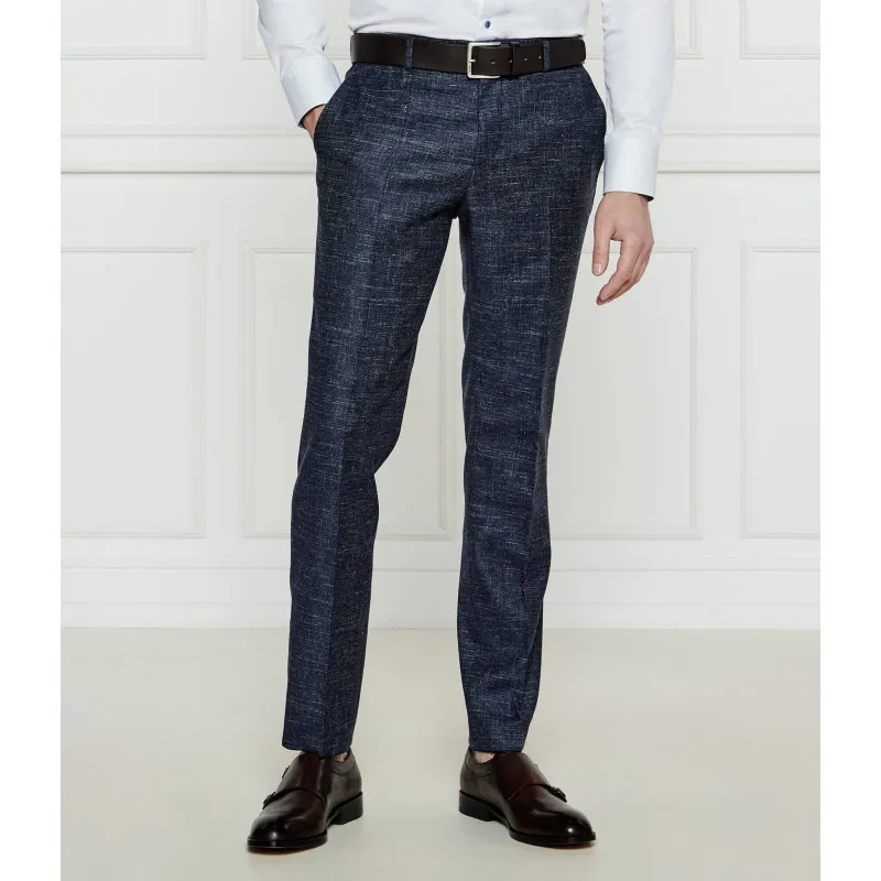 BOSS BLACK Wełniane spodnie H-Genius-251 Slim Fit z dodatkiem lnu