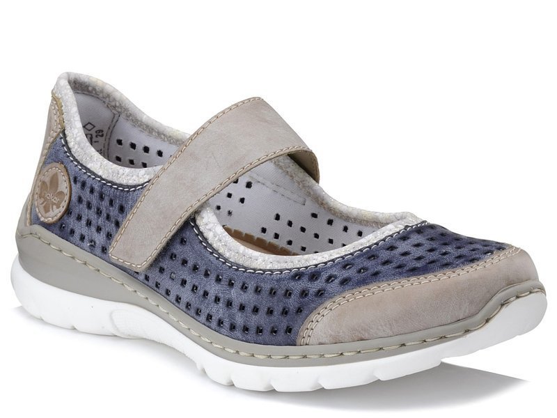 Półbuty damskie odkryte na rzepy Rieker L32B5 -37