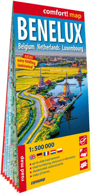 Benelux. Belgia, Holandia, Luksemburg laminowana mapa samochodowa 1:500 000