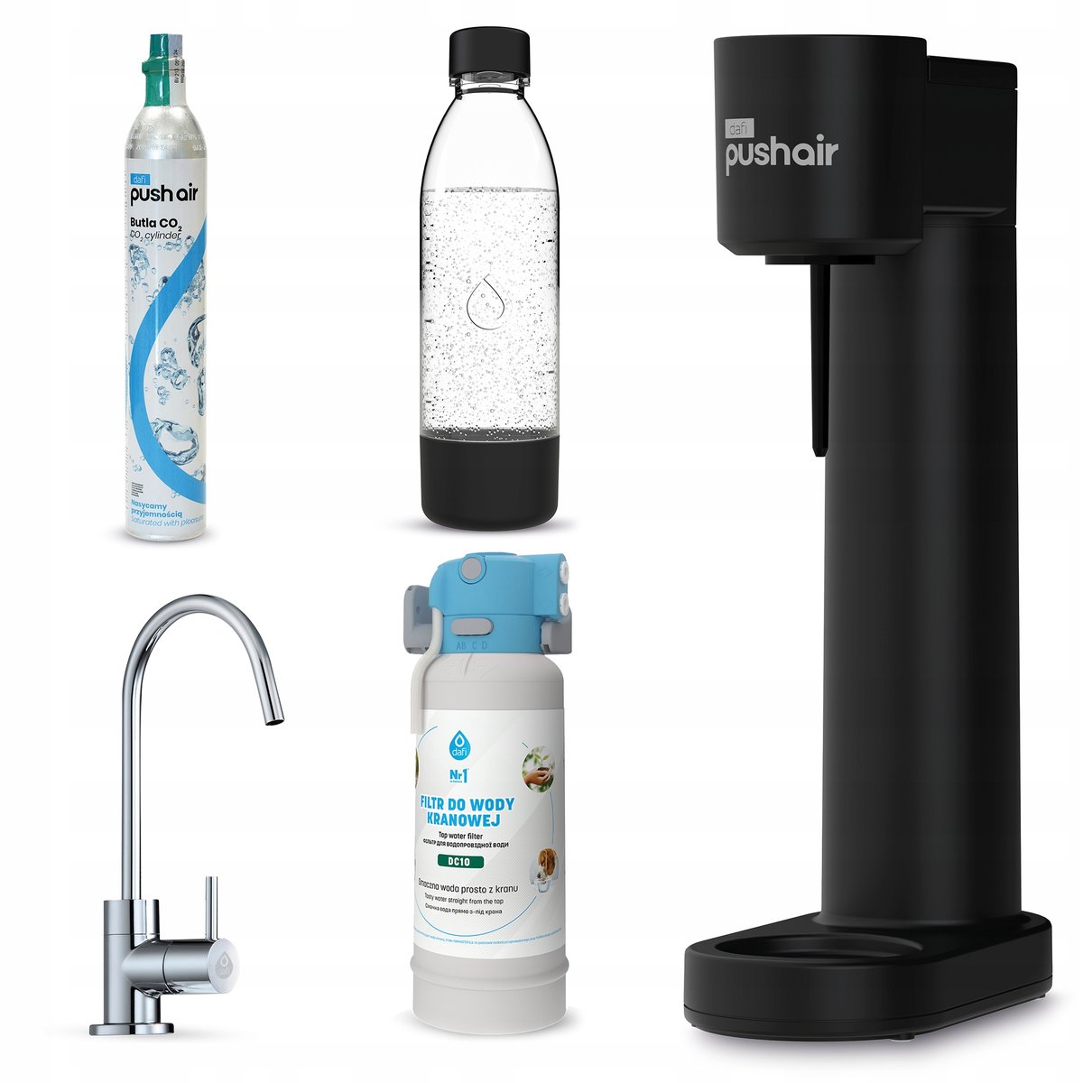 PushAir saturator nabój butelka + Flow Comfort DC10 bateria Alto Chrom