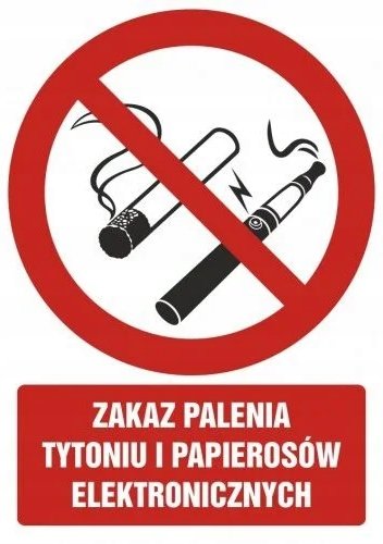 Naklejka Zakaz paleniai i e-papierosów 10x15cm - 100szt.