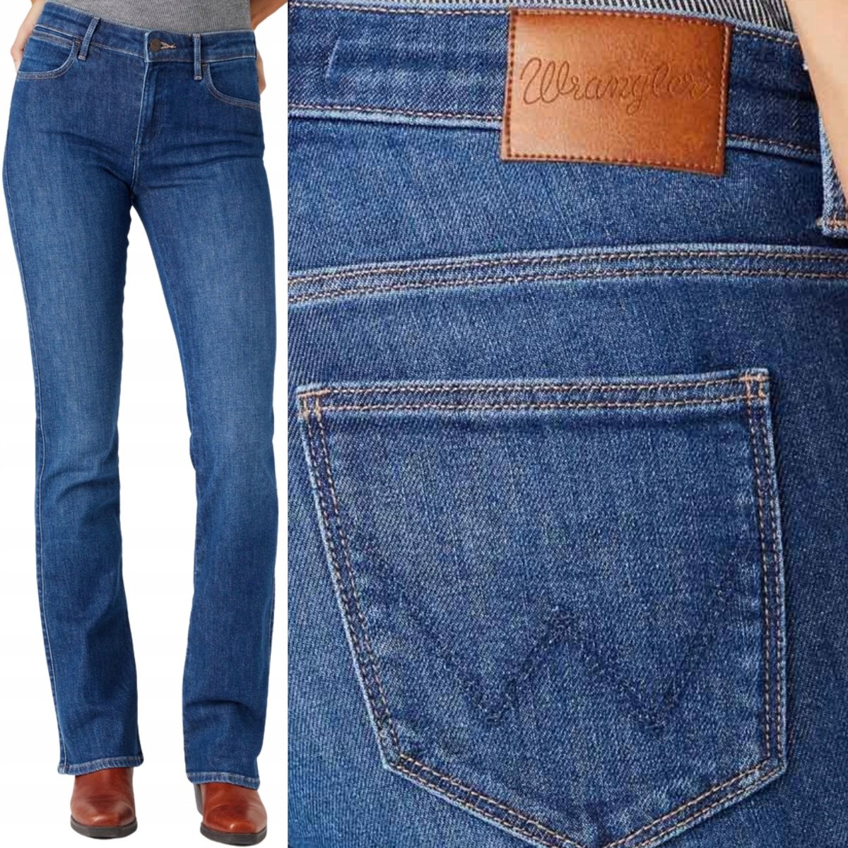 Wrangler BOOTCUT Good ROZSZERZANE CIEMNE DAMSKIE SPODNIE JEANSOWE W27 L32