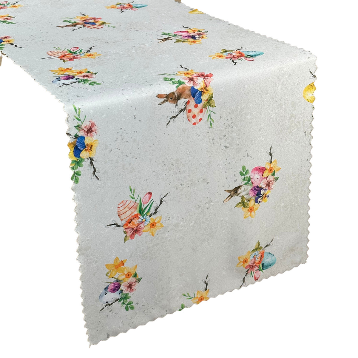 Bieżniki i Serwety Plamoodporne Druk Wielkanoc Szary Zając-50x100 cm