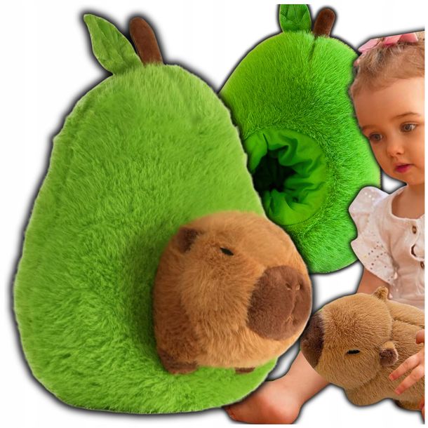 Kapibara W Awokado Pluszak Zabawka Maskotka Pluszowa Przytulanka Miękka 2w1