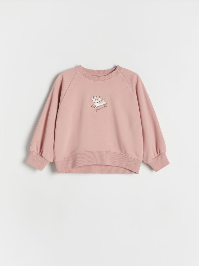 Reserved - Bluza z nadrukiem - brudny róż
