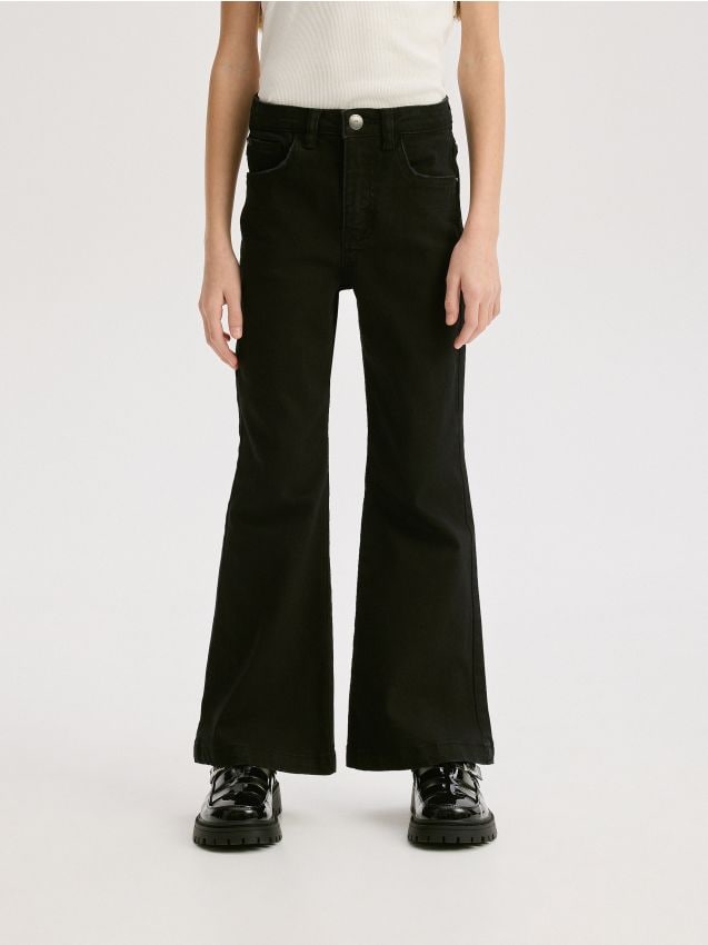 Reserved - Jeansy flare high waist - czarny