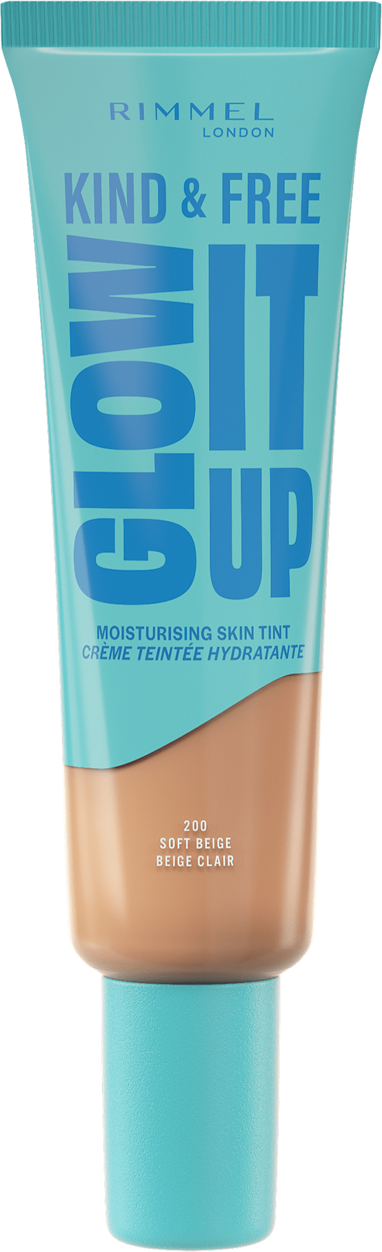 Rimmel Kind & Free Glow It Up Skin Tint Nawilżający podkład do twarzy, 200 Soft Beige