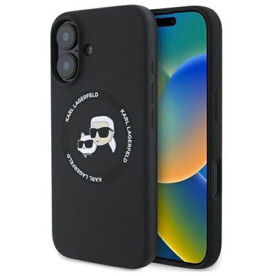 Etui KARL LAGERFELD Silicone Karl&Choupette Heads MagSafe do Apple iPhone 16 Czarny