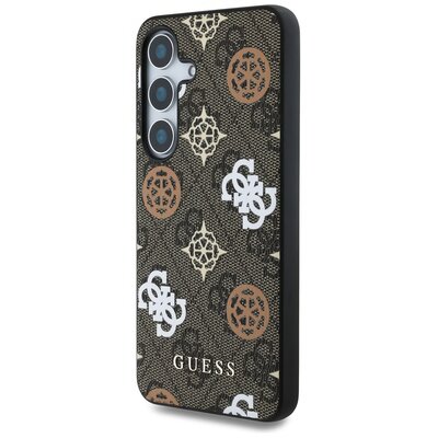 Etui GUESS 4G Printed Colored Peony Pattern MagSafe do Samsung Galaxy S25 Brązowy