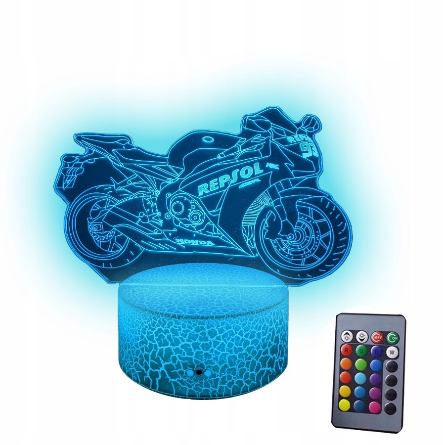 Lampka 3D LED MOTOCYKL MOTOR z Pilotem - Efektowna Dekoracja i Oświetlenie
