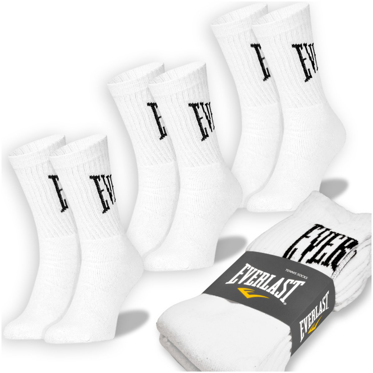 Everlast Skarpety Męskie Długie Bawełna Białe 3 pary SKT001 Rozmiar 39/42
