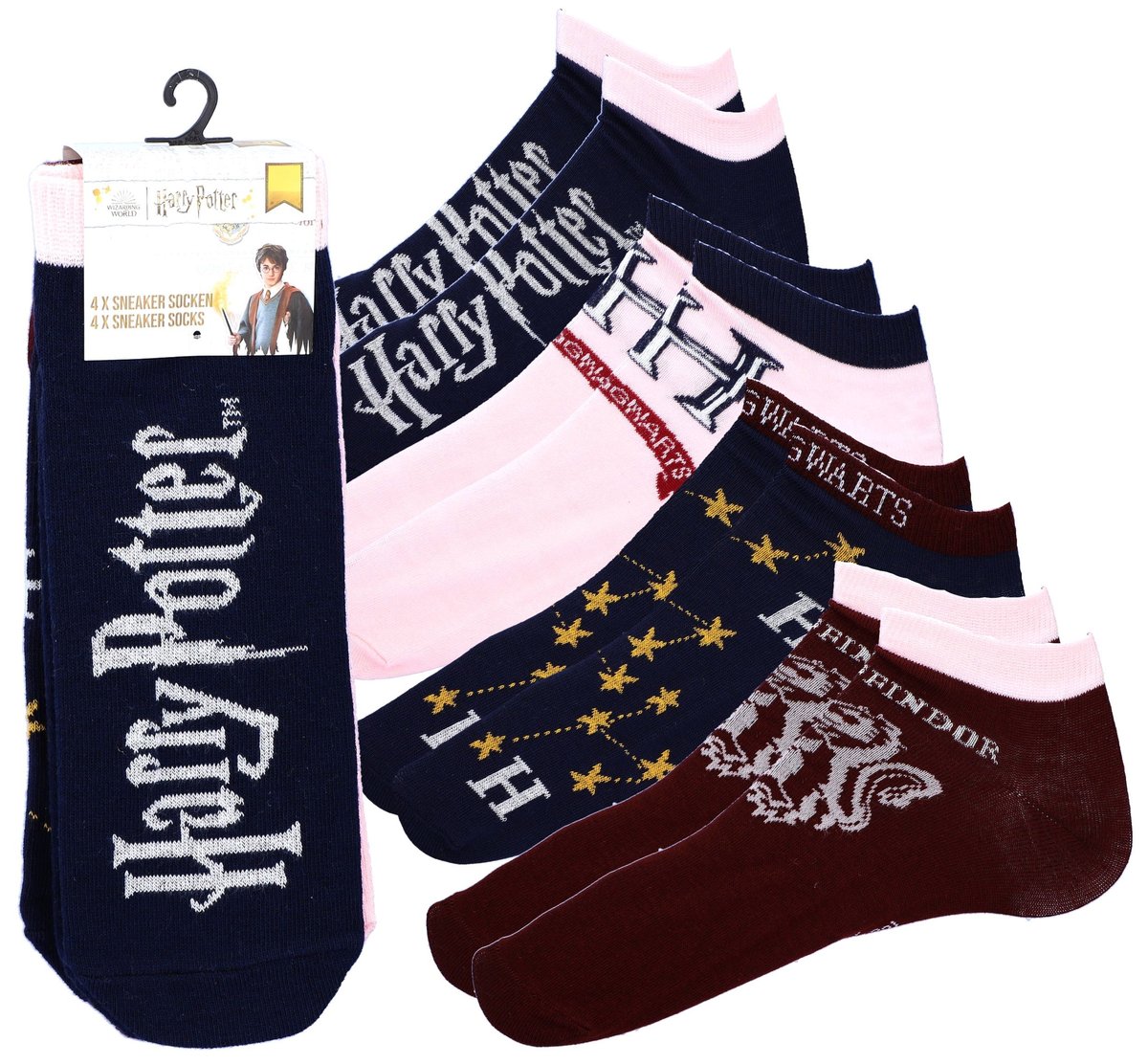 Harry Potter, skarpetki stopki męskie, 43-46, 4 pary, MIX wzorów