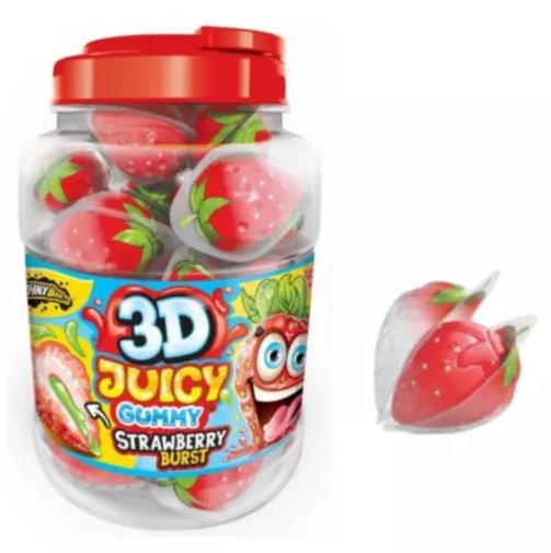 Johny Bee 3D pianki z sokiem truskawkowym 60sztuk 1,08kg