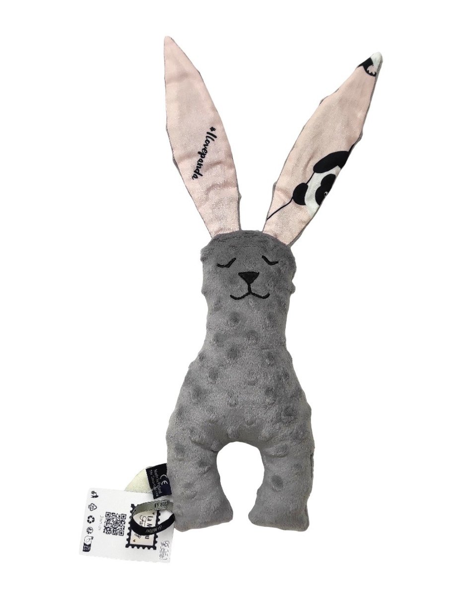 La Millou Maskotka Królik Minky - I Love Panda Pink - Grey