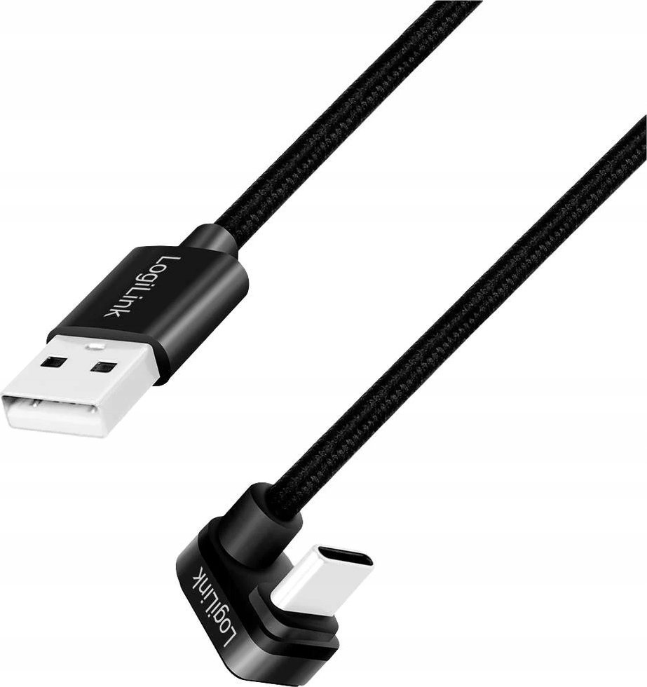 LOGILINK CU0192 Kabel USB 2.0 Type-C C/M kątowy na USB-A/M aluminium czarny 1m