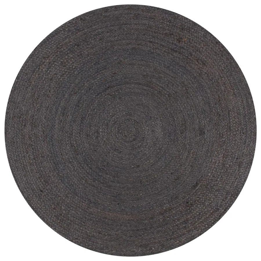 Okrągły Ciemnoszary Dywan Z Juty 90 Cm N1-P66
