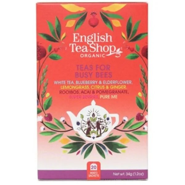 Teas for Busy Bees - Zestaw 20 saszetek herbat mix 5 smaków, ekologiczne