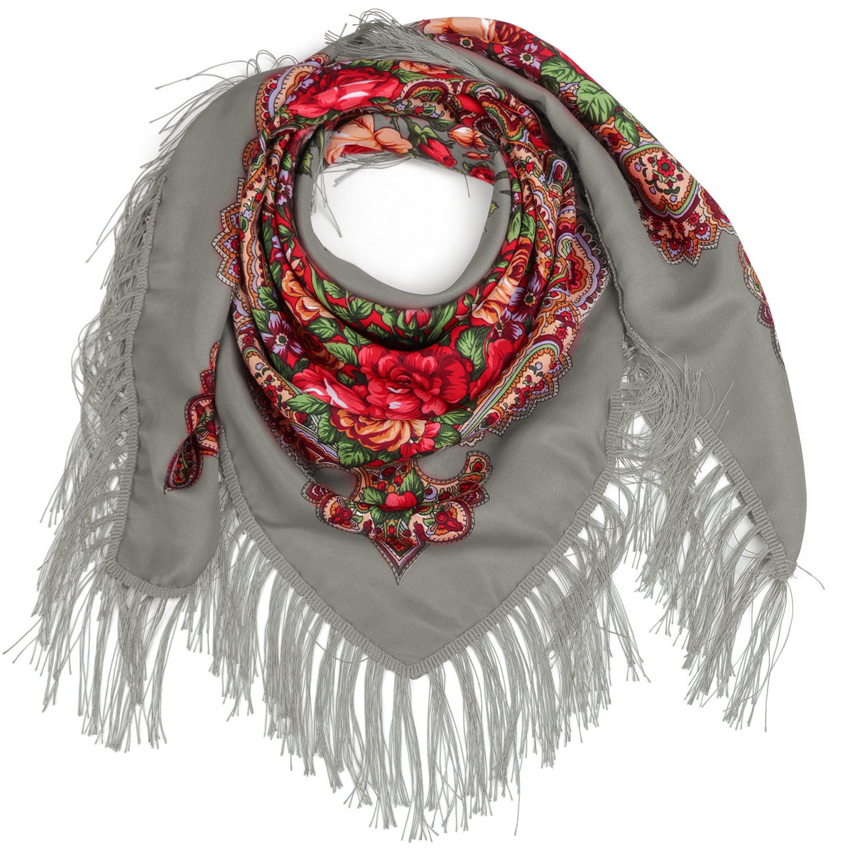Chusta damska w kwiaty FLORAL HIGHLAND GRAY
