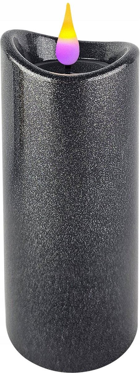 Znicz elektryczny LED CORTINA 1/24/WAX PINK FLAME 12CM CZARNY + EFEKT PŁOMIENIA