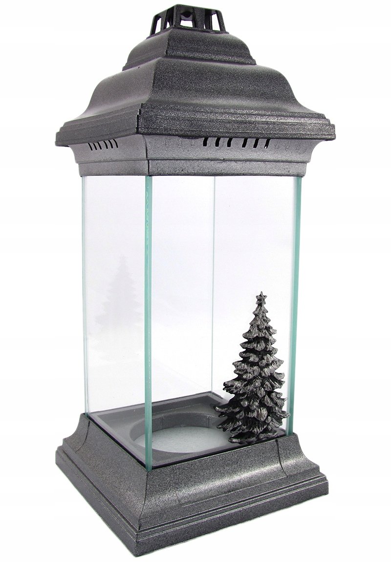 Znicz Choinka Szklany Lampion Znicz Na Boże Narodzenie Srebrny 31Cm