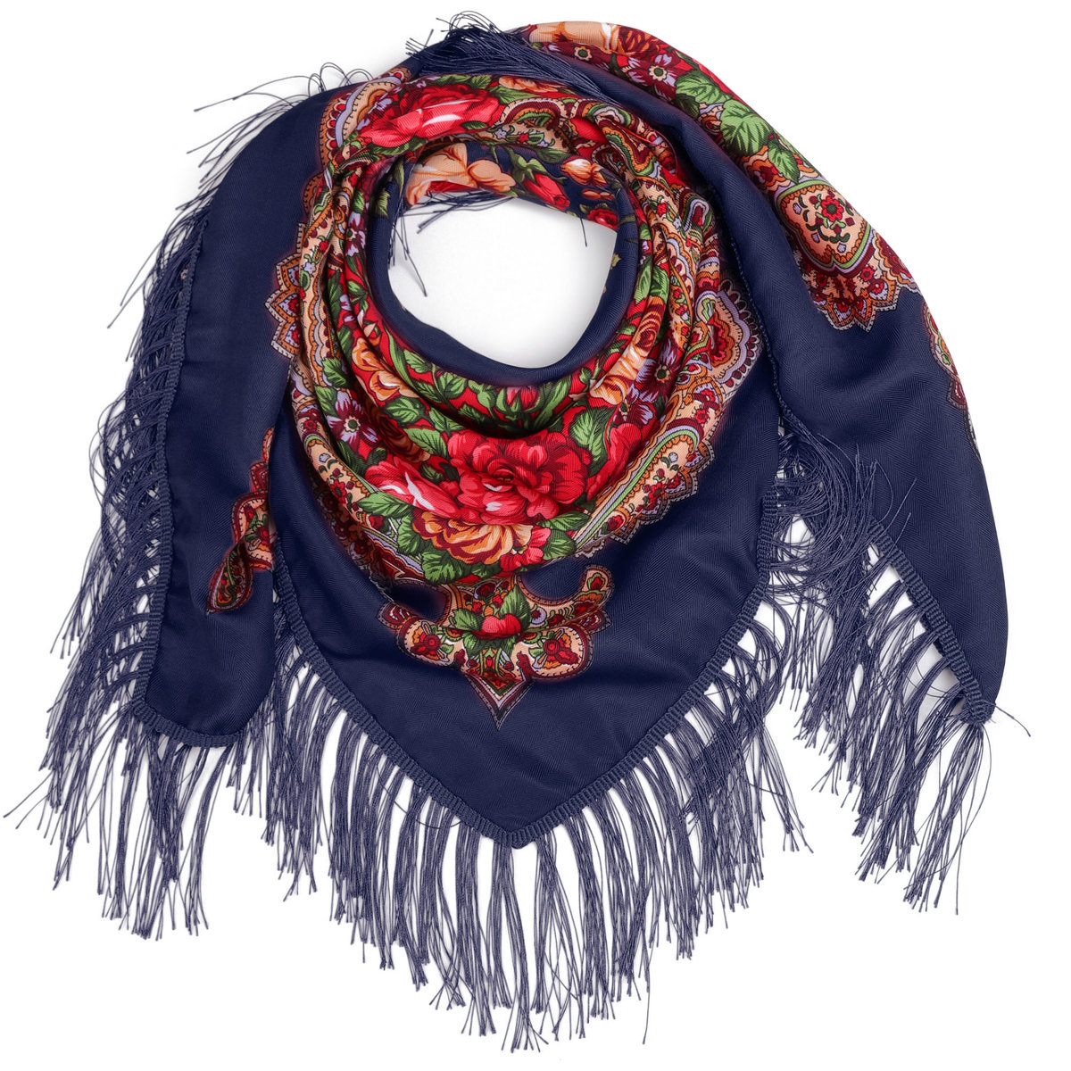 Chusta damska w kwiaty FLORAL HIGHLAND NAVY