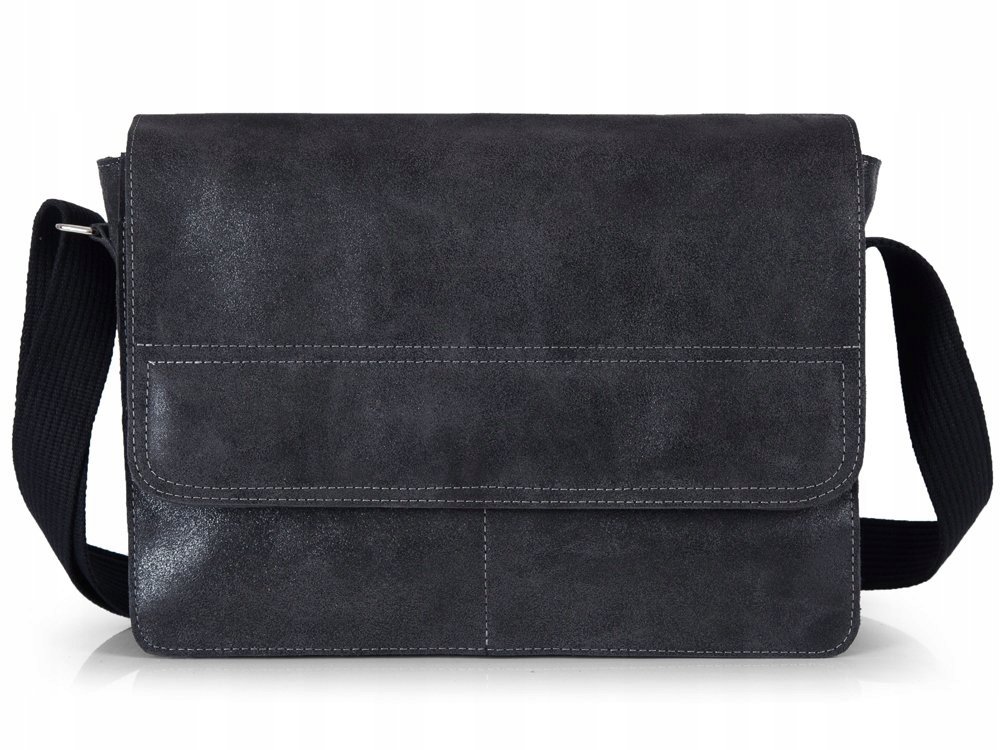 POLSKA SKÓRZANA TORBA NA DOKUMENTY LISTONOSZKA SOLOME BLACKROCK GRAFITOWA