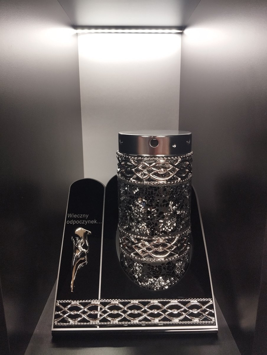 ZNICZ LAMPION WITRAŻ AKRYL MOZAIKA CZARNA-SREBRNA