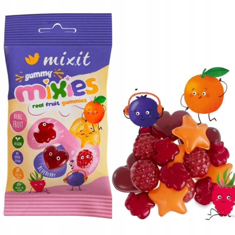 Owocowe Mixies - Naturalne Żelki Bez Glutenu i Cukru Vegan 35g