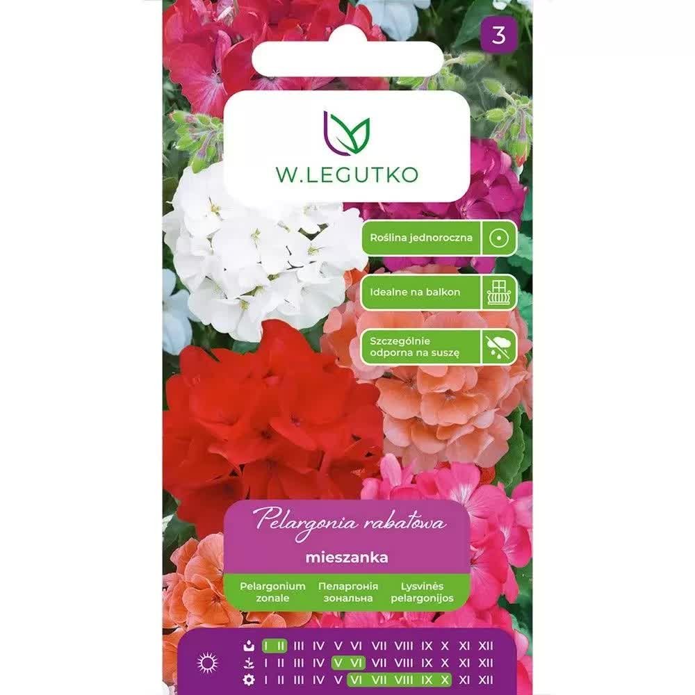 Nasiona Pelargonia rabatowa F2 mieszanka 0.05g - W.Legutko