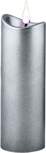 Znicz elektryczny LED CORTINA 2/24/WAX PINK FLAME 15CM SREBRNY + EFEKT PŁOMIENIA