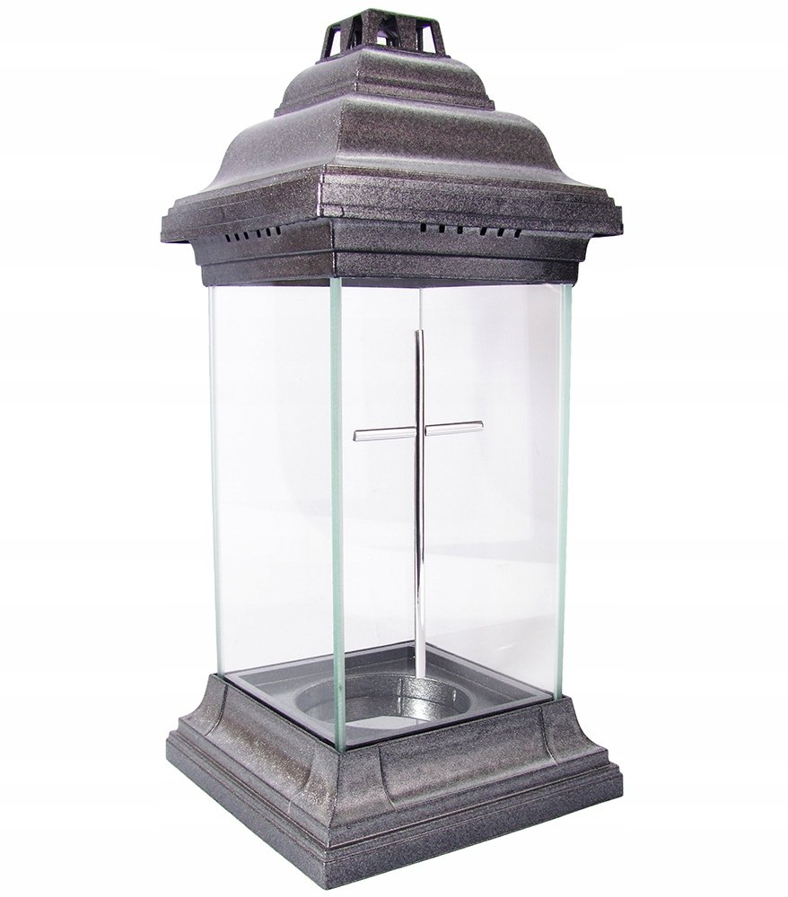 Szklany Lampion Kapliczka Skromny Znicz Z Krzyżem