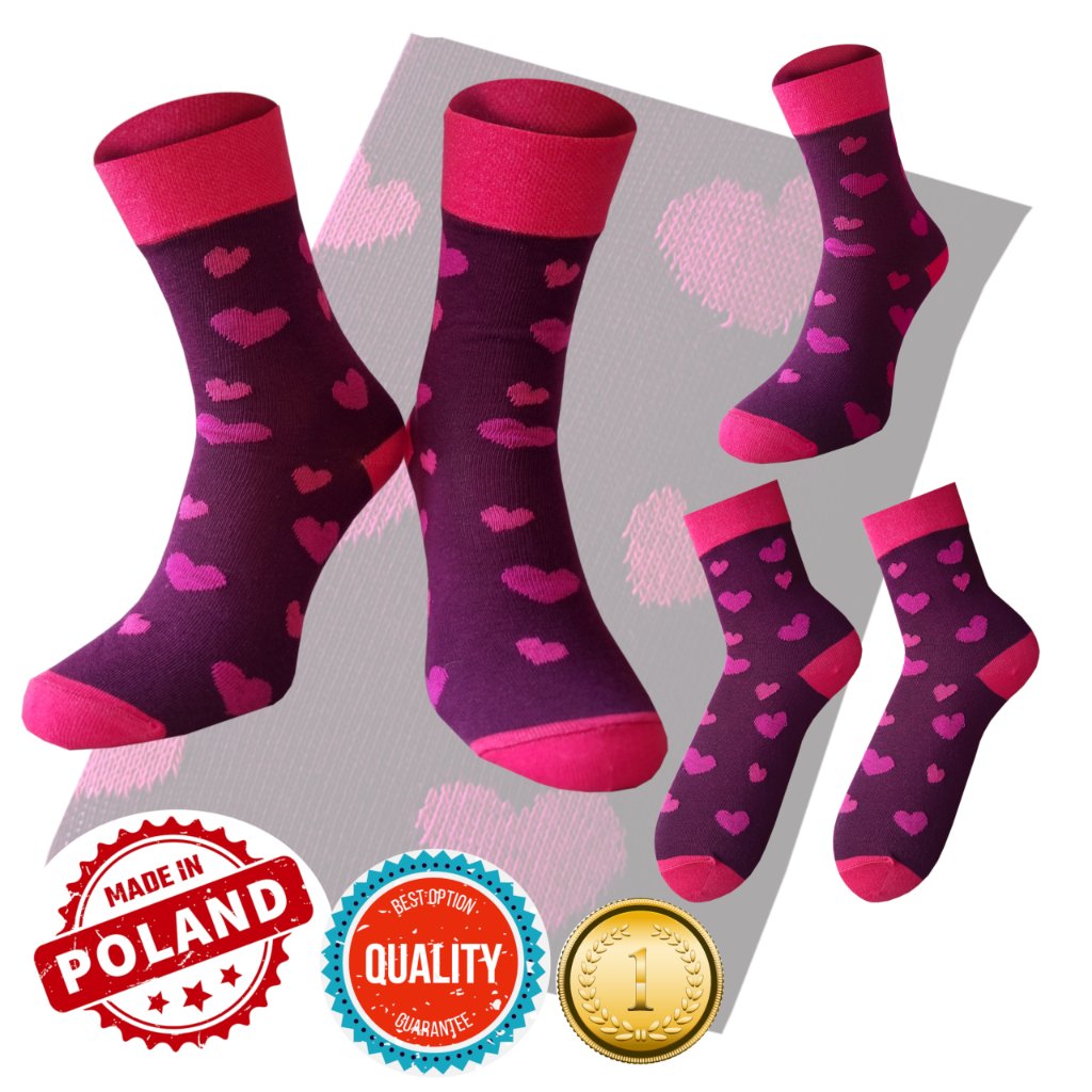 POLSKI PRODUCENT Skarpety Walentynki Bawełniane Serca Dorasocks 41-43
