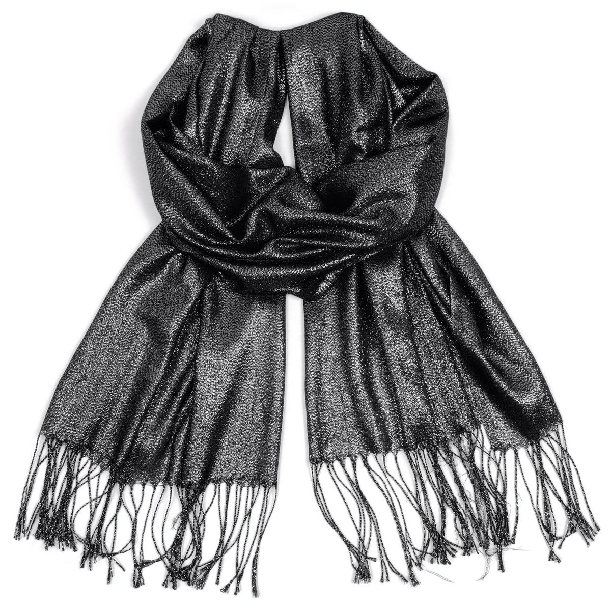 Szal damski połyskujący CRYSTAL THREAD BLACK