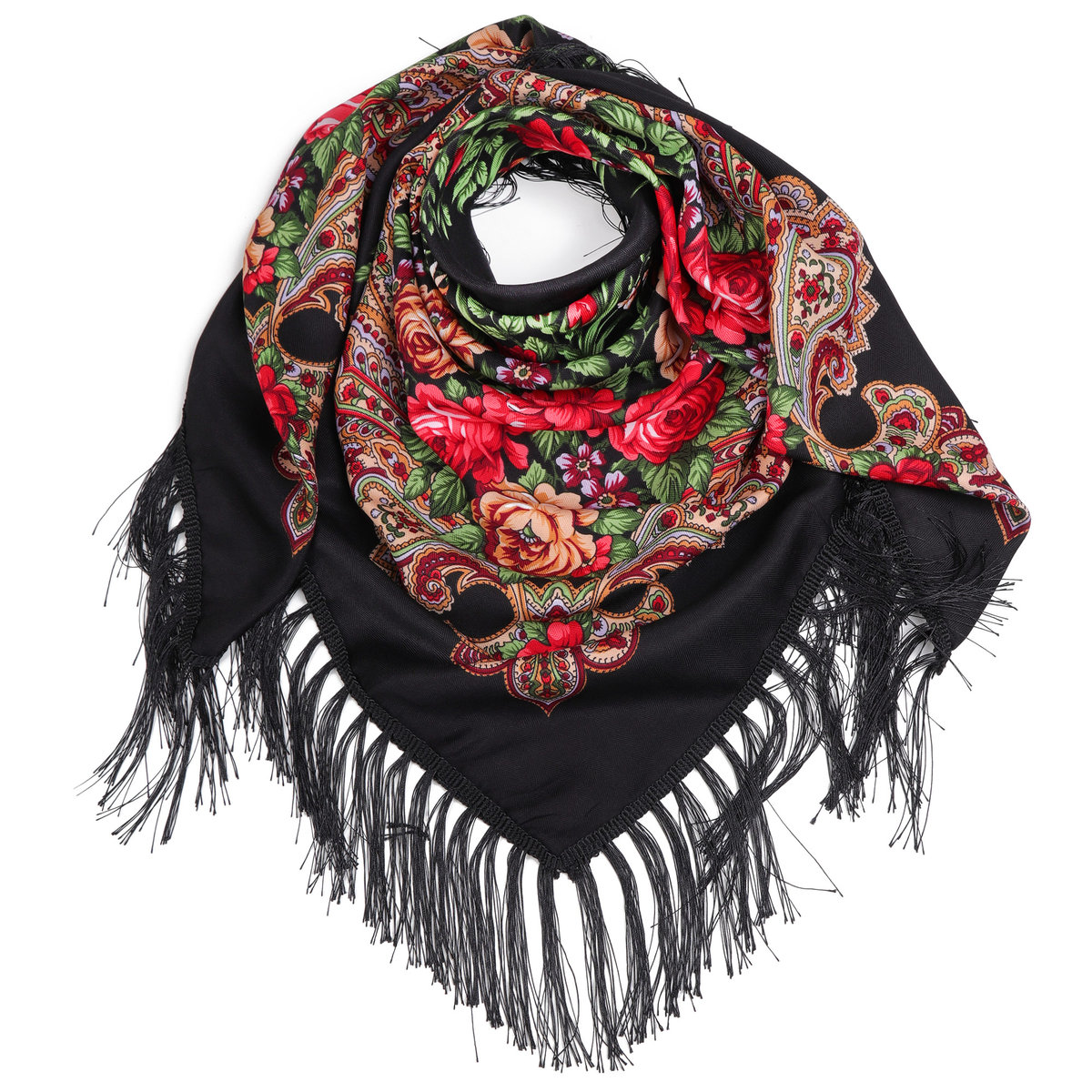 Chusta damska w kwiaty FLORAL HIGHLAND BLACK