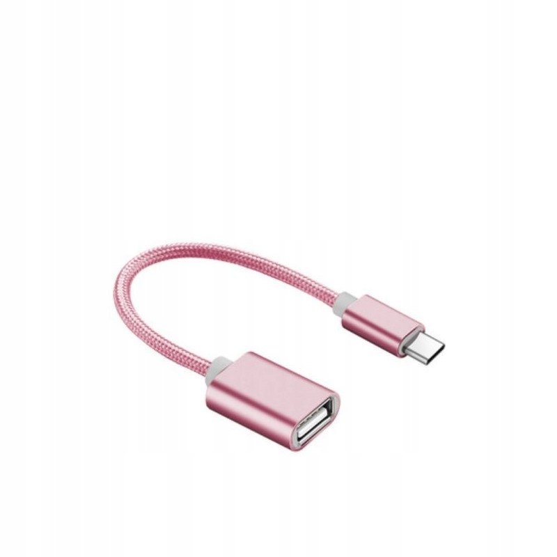 Adapter Przejściówka Usb Typ C Usb-C Host Usb Usb-A Na Kablu Otg Różowy Phone Holder