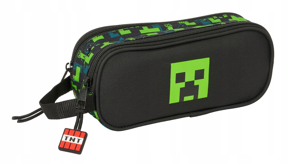 Piórnik Szkolny Saszetka Dwie Komory MINECRAFT STEEVE CZARNY ZAMEK CREEPER