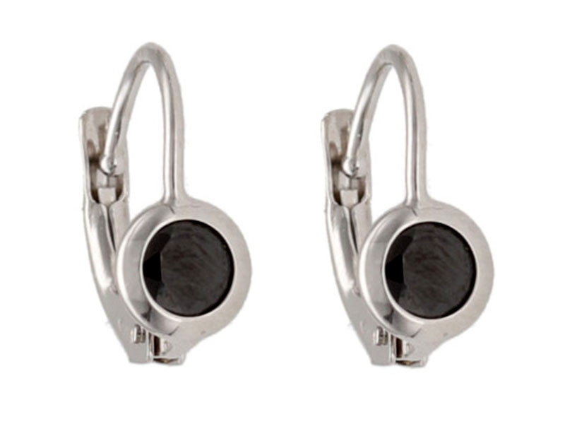 Złote kolczyki 585 białe złoto z czarnym oczkiem 1,36 g s