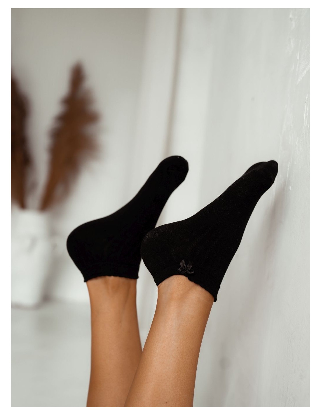 Stopki damskie z kokardką - czarne