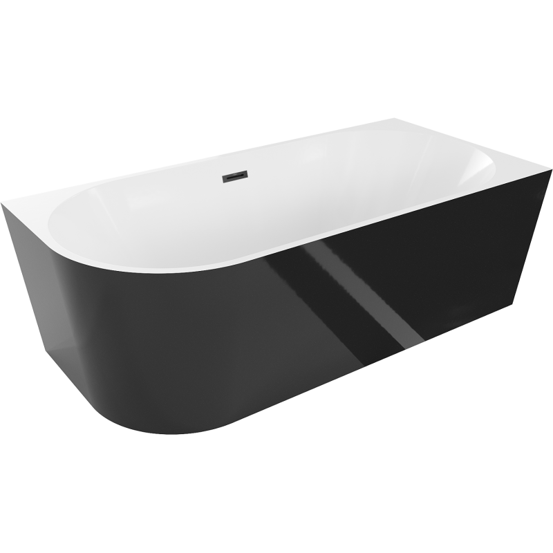 Mexen Mia wanna wolnostojąca narożna prawa 140 x 75 cm, biała/czarna, przelew czarny - 52691407575P-70